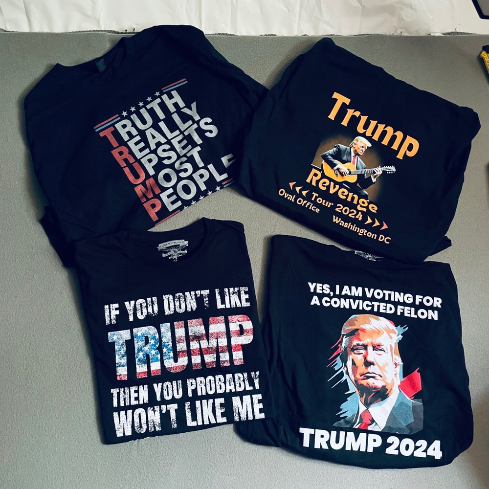 I Love My Freedom Men T-Shirt Cotton Blend XL Trump 2024 Political Graphic Lot 4